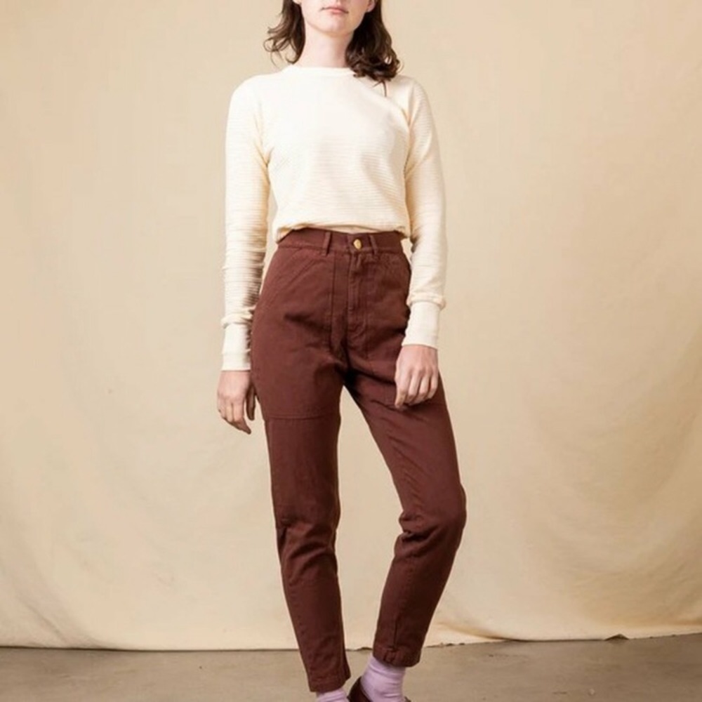 Big Bud Press pencil pants in fudgesicle brown